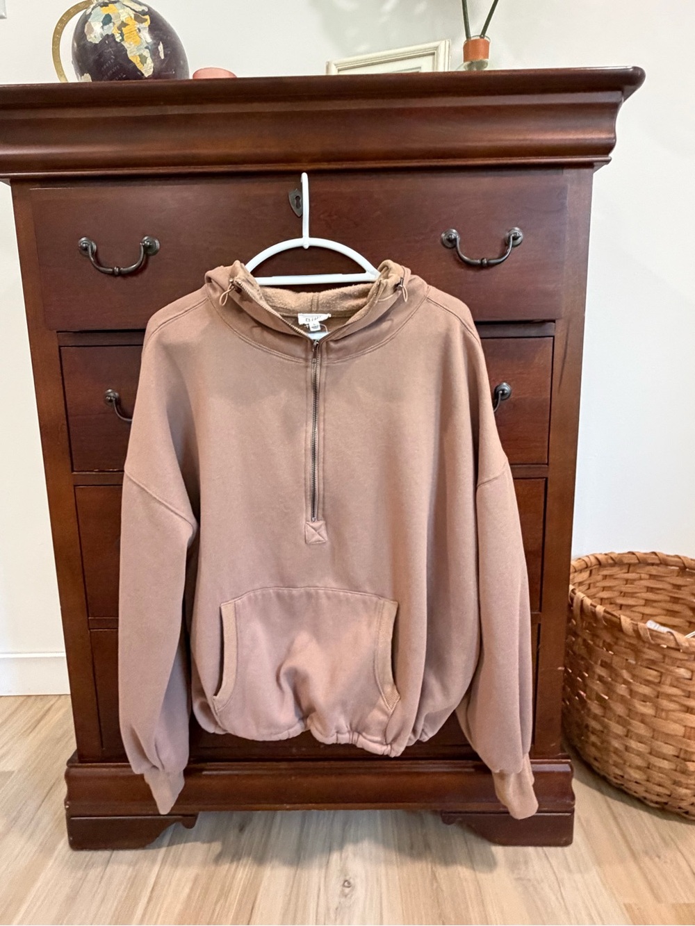 Zip-Neck Hoodie in taupe/Brown - Picture 2 of 5
